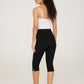 Wide Waistband Capri Pants With Slit Hem