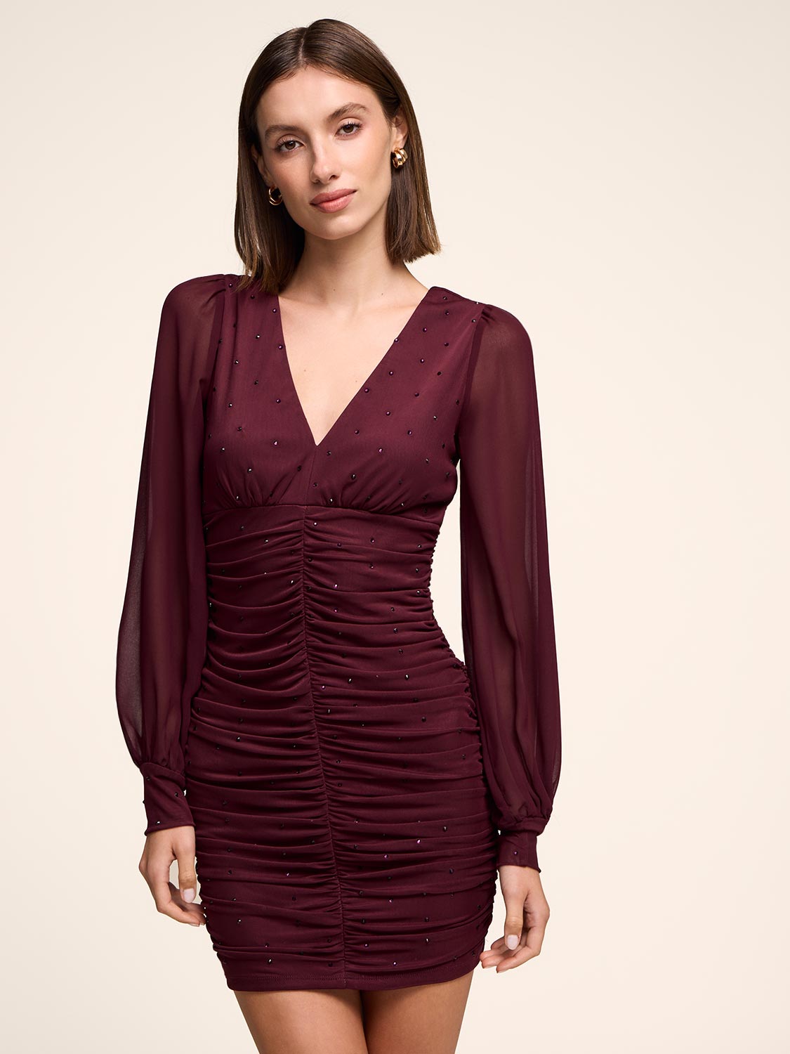 Mesh & Rhinestone Mini Dress