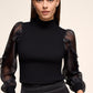 Mock Neck Sweater With Organza Sleeves
