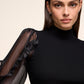Mock Neck Sweater With Organza Sleeves