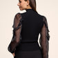 Mock Neck Sweater With Organza Sleeves