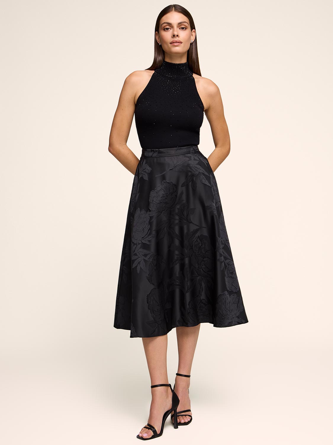 Sleeveless Sweater With Cascading Rhinestones